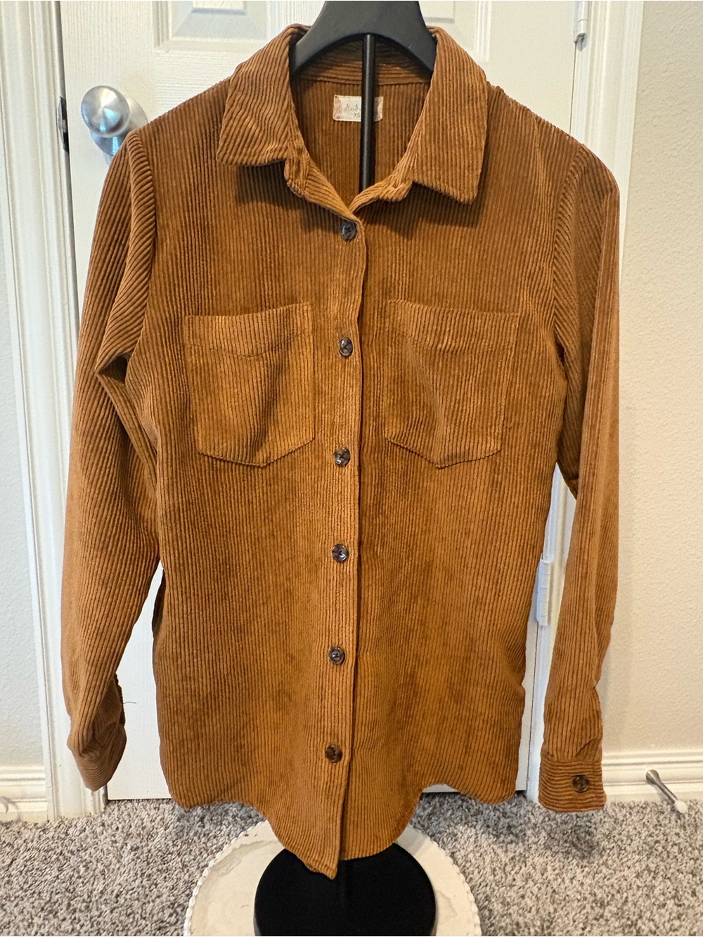 Altar'd State Corduroy Button-Up Jacket in Warm Brown